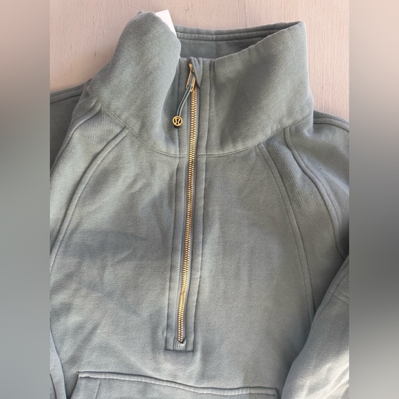 Lululemon Athletica Scuba Oversized Funnel Neck 1/2 Zip Crater Blue Gold XS /S - Picture 4 of 10